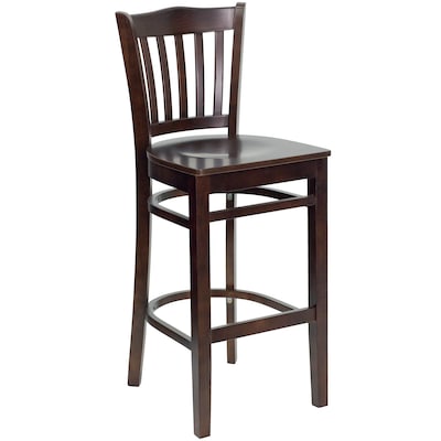Flash Furniture HERCULES Series Traditional Wood Vertical Slat Back Restaurant Barstool, Walnut, 2-Pieces/Pack (2XUW08BVRTWAL)