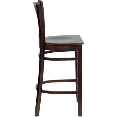 Flash Furniture HERCULES Series Traditional Wood Vertical Slat Back Restaurant Barstool, Walnut, 2-Pieces/Pack (2XUW08BVRTWAL)