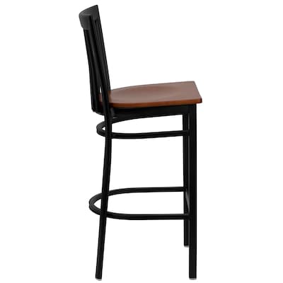 Flash Furniture HERCULES Traditional Metal School House Back Restaurant Barstool, Black/Cherry, 2-Pieces/Pack (2XU6R8BSCHBCHW)