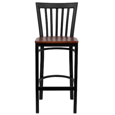 Flash Furniture HERCULES Traditional Metal School House Back Restaurant Barstool, Black/Cherry, 2-Pieces/Pack (2XU6R8BSCHBCHW)