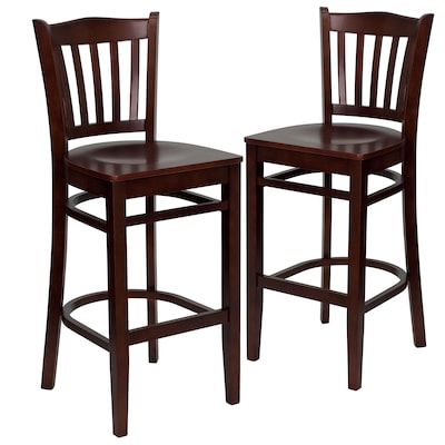 Flash Furniture HERCULES Series Traditional Wood Vertical Slat Back Restaurant Barstool, Mahogany, 2