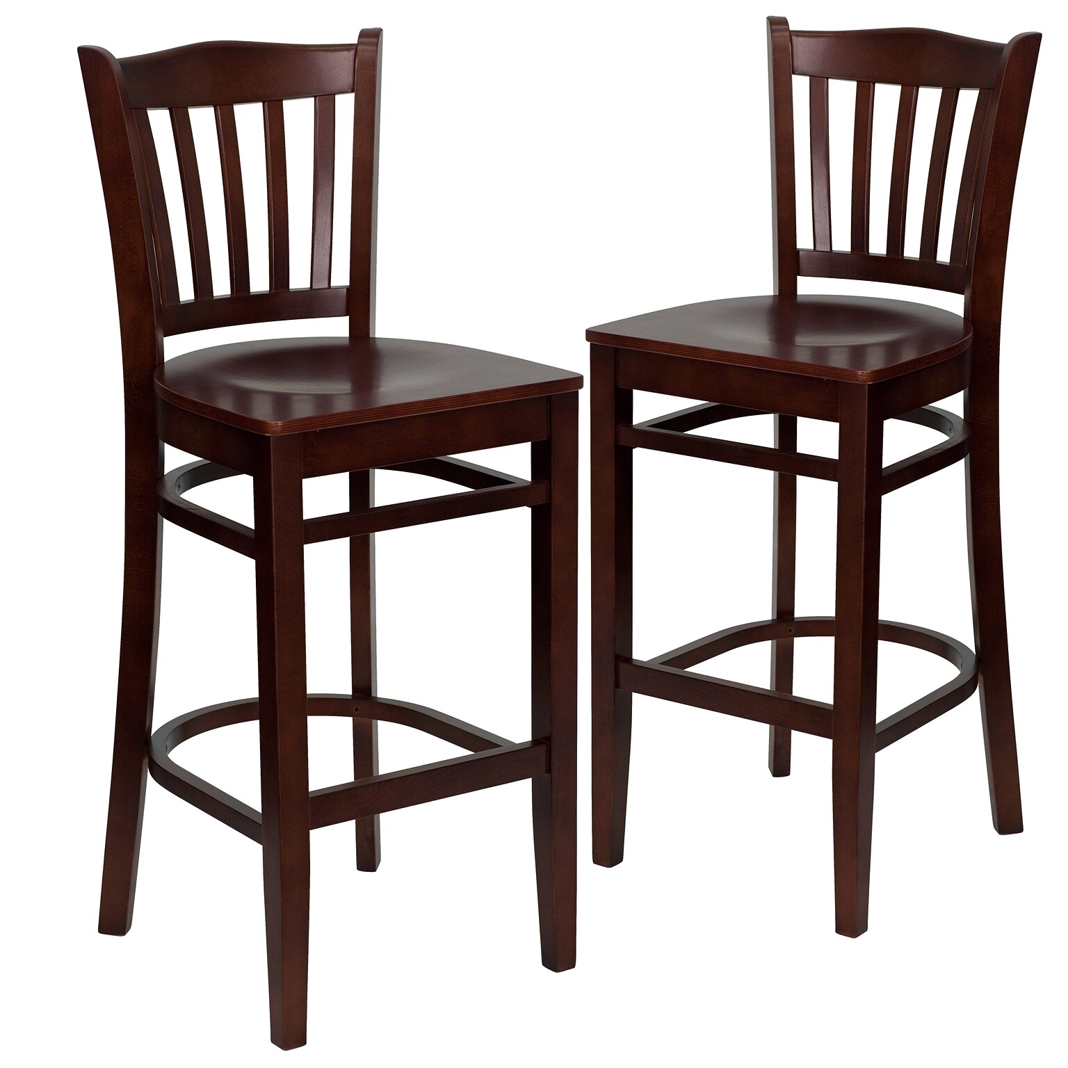 Flash Furniture HERCULES Series Traditional Wood Vertical Slat Back Restaurant Barstool, Mahogany, 2-Pieces/Pack (2XUW08BVRTMAH)