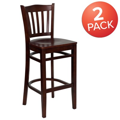Flash Furniture HERCULES Series Traditional Wood Vertical Slat Back Restaurant Barstool, Mahogany, 2-Pieces/Pack (2XUW08BVRTMAH)