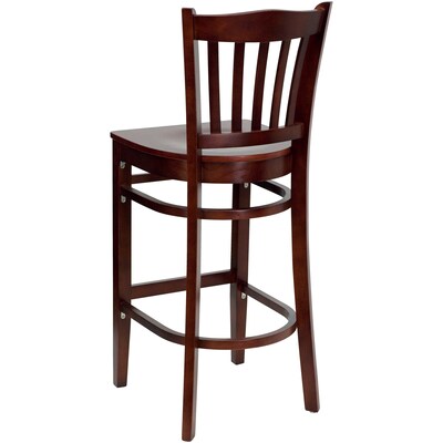 Flash Furniture HERCULES Series Traditional Wood Vertical Slat Back Restaurant Barstool, Mahogany, 2-Pieces/Pack (2XUW08BVRTMAH)