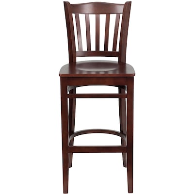 Flash Furniture HERCULES Series Traditional Wood Vertical Slat Back Restaurant Barstool, Mahogany, 2-Pieces/Pack (2XUW08BVRTMAH)
