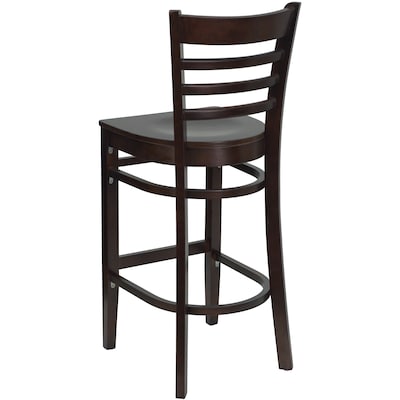 Flash Furniture HERCULES Series Traditional Wood Ladder Back Restaurant Barstool, Walnut, 2-Pieces/Pack (2XUW05BLADWAL)