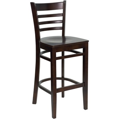 Flash Furniture HERCULES Series Traditional Wood Ladder Back Restaurant Barstool, Walnut, 2-Pieces/Pack (2XUW05BLADWAL)