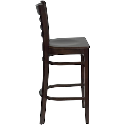 Flash Furniture HERCULES Series Traditional Wood Ladder Back Restaurant Barstool, Walnut, 2-Pieces/Pack (2XUW05BLADWAL)