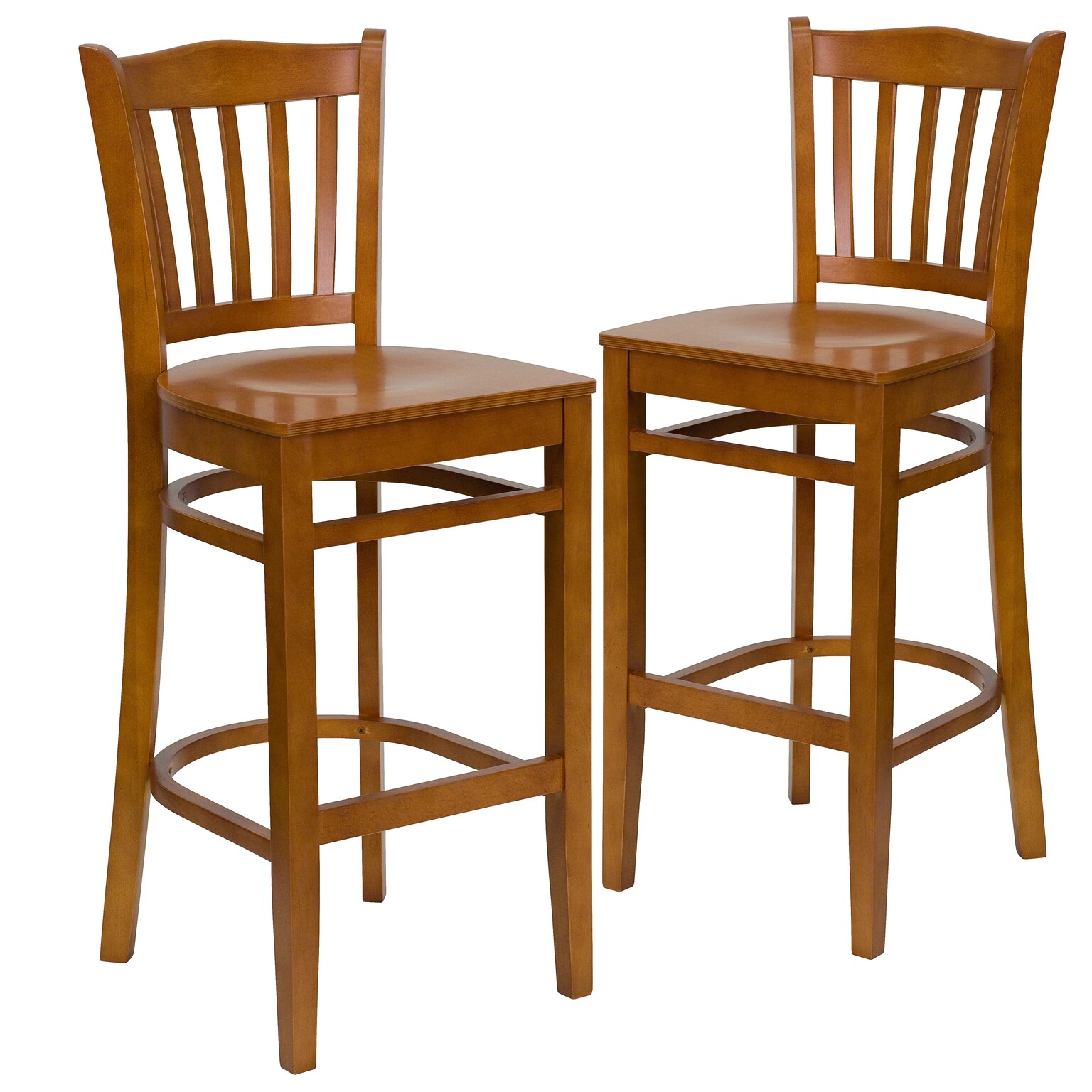 Flash Furniture HERCULES Series Traditional Wood Vertical Slat Back Restaurant Barstool, Cherry, 2-Pieces/Pack (2XUW08BVRTCHY)