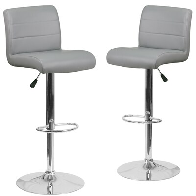 Flash Furniture Contemporary Vinyl Barstool, Gray, 2-Pieces (2DS8110BGY)