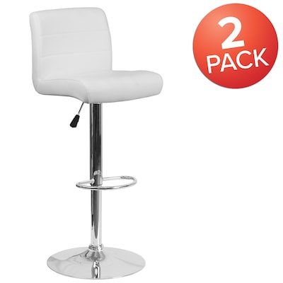 Flash Furniture Contemporary Vinyl Barstool, White, 2-Pieces (2DS8110BWH)