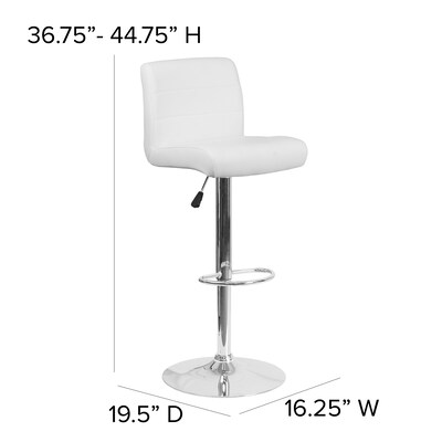Flash Furniture Contemporary Vinyl Barstool, White, 2-Pieces (2DS8110BWH)