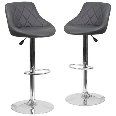 Flash Furniture Contemporary Vinyl Barstool, Gray, 2-Pieces (2CH82028AGY)