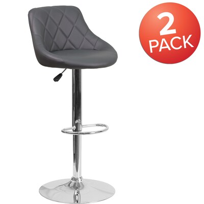 Flash Furniture Contemporary Vinyl Barstool, Gray, 2-Pieces (2CH82028AGY)