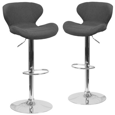 Flash Furniture Contemporary Fabric Barstool, Charcoal, 2-Pieces (2CH321BKFAB)
