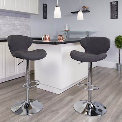 Flash Furniture Contemporary Fabric Barstool, Charcoal, 2-Pieces (2CH321BKFAB)