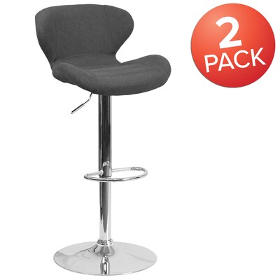 Flash Furniture Contemporary Fabric Barstool, Charcoal, 2-Pieces (2CH321BKFAB)