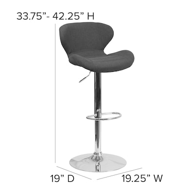 Flash Furniture Contemporary Fabric Barstool, Charcoal, 2-Pieces (2CH321BKFAB)