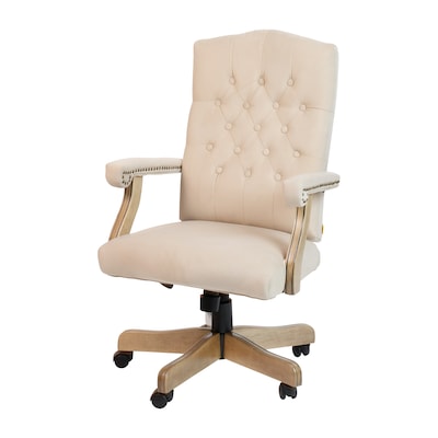 Flash Furniture Derrick Microfiber Swivel Executive Office Chair, Ivory (802IV)