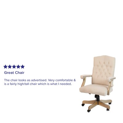 Flash Furniture Derrick Microfiber Swivel Executive Office Chair, Ivory (802IV)