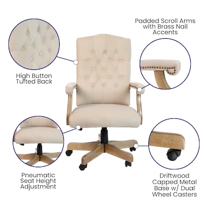 Flash Furniture Derrick Microfiber Swivel Executive Office Chair, Ivory (802IV)