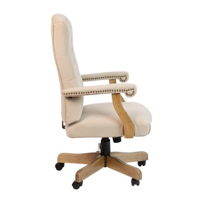 Flash Furniture Derrick Microfiber Swivel Executive Office Chair, Ivory (802IV)