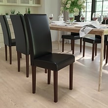Flash Furniture Greenwich Series Mid-Century Modern LeatherSoft Parsons Dining Chair, Black (QYA3790