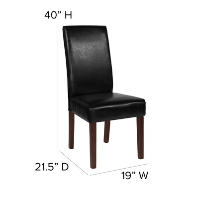 Flash Furniture Greenwich Series Mid-Century Modern LeatherSoft Parsons Dining Chair, Black (QYA379061BKL)