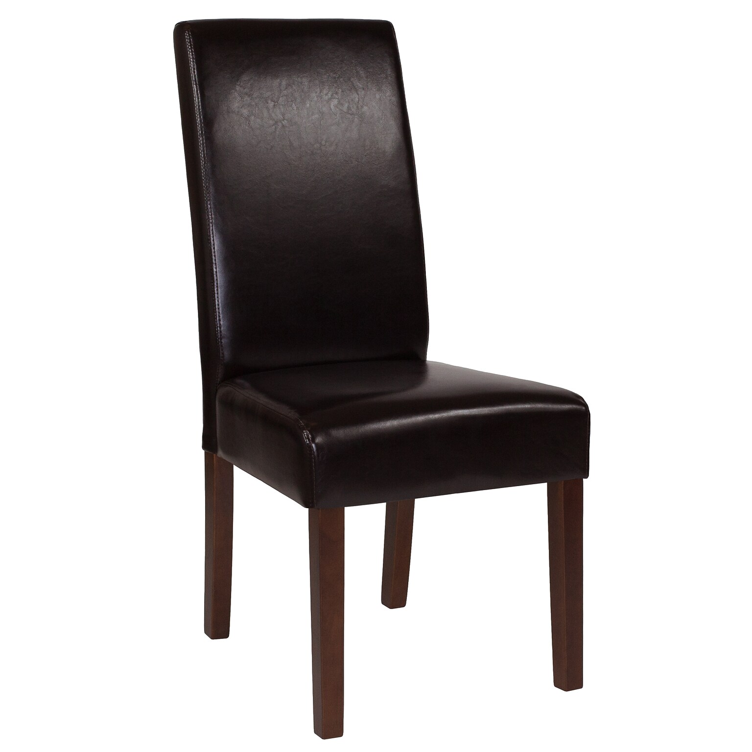 Flash Furniture Greenwich Series Mid-Century Modern LeatherSoft Parsons Dining Chair, Brown (QYA379061BRNL)