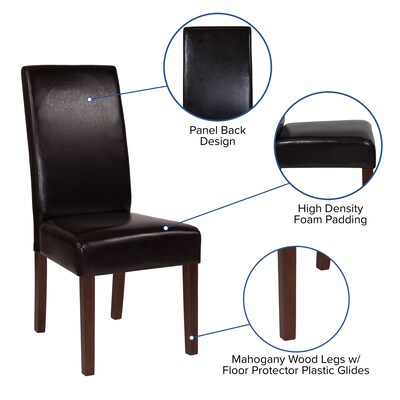 Flash Furniture Greenwich Series Mid-Century Modern LeatherSoft Parsons Dining Chair, Brown (QYA379061BRNL)