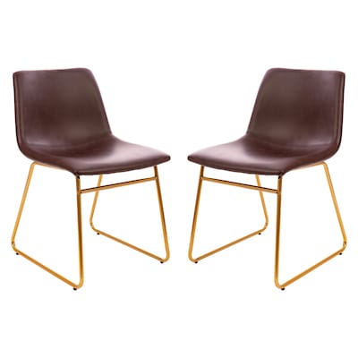 Flash Furniture Mid-Century Modern LeatherSoft Dining Chair, Dark Brown, 2 Pack (ETER1834518DB)