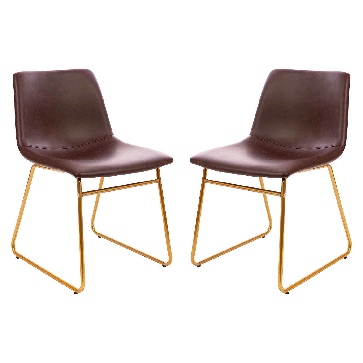 Flash Furniture Mid-Century Modern LeatherSoft Dining Chair, Dark Brown, 2 Pack (ETER1834518DB)