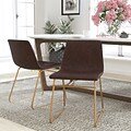 Flash Furniture Mid-Century Modern LeatherSoft Dining Chair, Dark Brown, 2 Pack (ETER1834518DB)