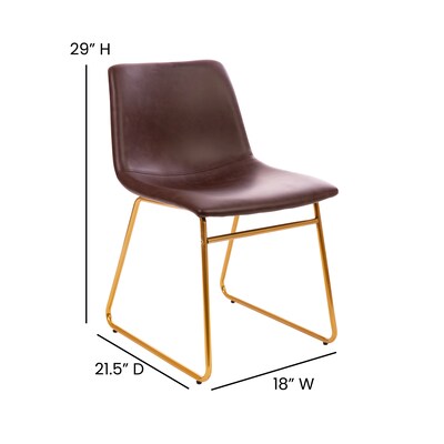 Flash Furniture Mid-Century Modern LeatherSoft Dining Chair, Dark Brown, 2 Pack (ETER1834518DB)