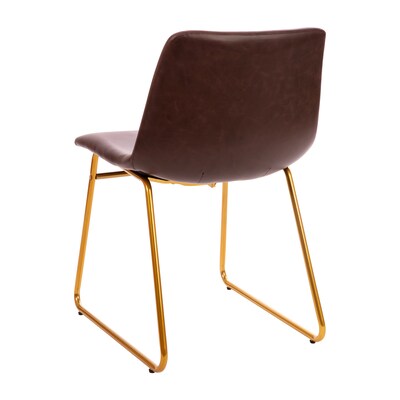 Flash Furniture Mid-Century Modern LeatherSoft Dining Chair, Dark Brown, 2 Pack (ETER1834518DB)