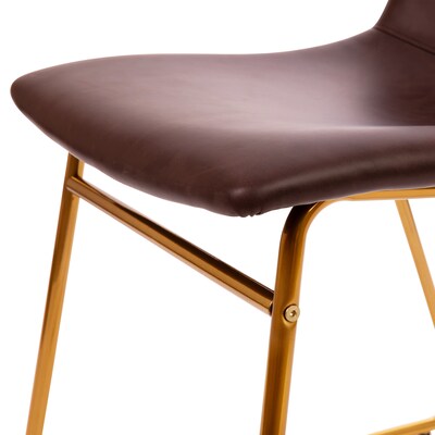 Flash Furniture Mid-Century Modern LeatherSoft Dining Chair, Dark Brown, 2 Pack (ETER1834518DB)