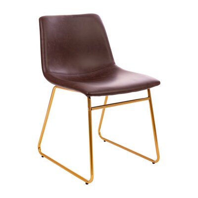 Flash Furniture Mid-Century Modern LeatherSoft Dining Chair, Dark Brown, 2 Pack (ETER1834518DB)