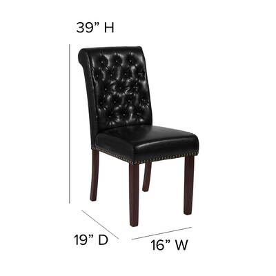 Flash Furniture Mid-Century Modern LeatherSoft Parsons Dining Chair, Black (BTPBKLEA)