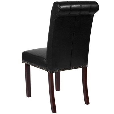 Flash Furniture Mid-Century Modern LeatherSoft Parsons Dining Chair, Black (BTPBKLEA)