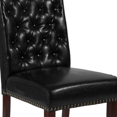 Flash Furniture Mid-Century Modern LeatherSoft Parsons Dining Chair, Black (BTPBKLEA)