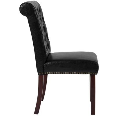 Flash Furniture Mid-Century Modern LeatherSoft Parsons Dining Chair, Black (BTPBKLEA)