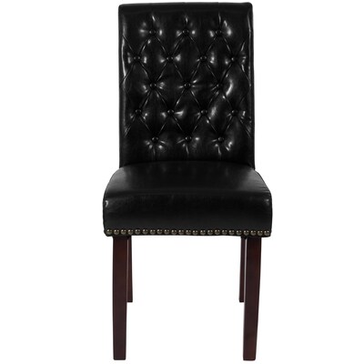 Flash Furniture Mid-Century Modern LeatherSoft Parsons Dining Chair, Black (BTPBKLEA)