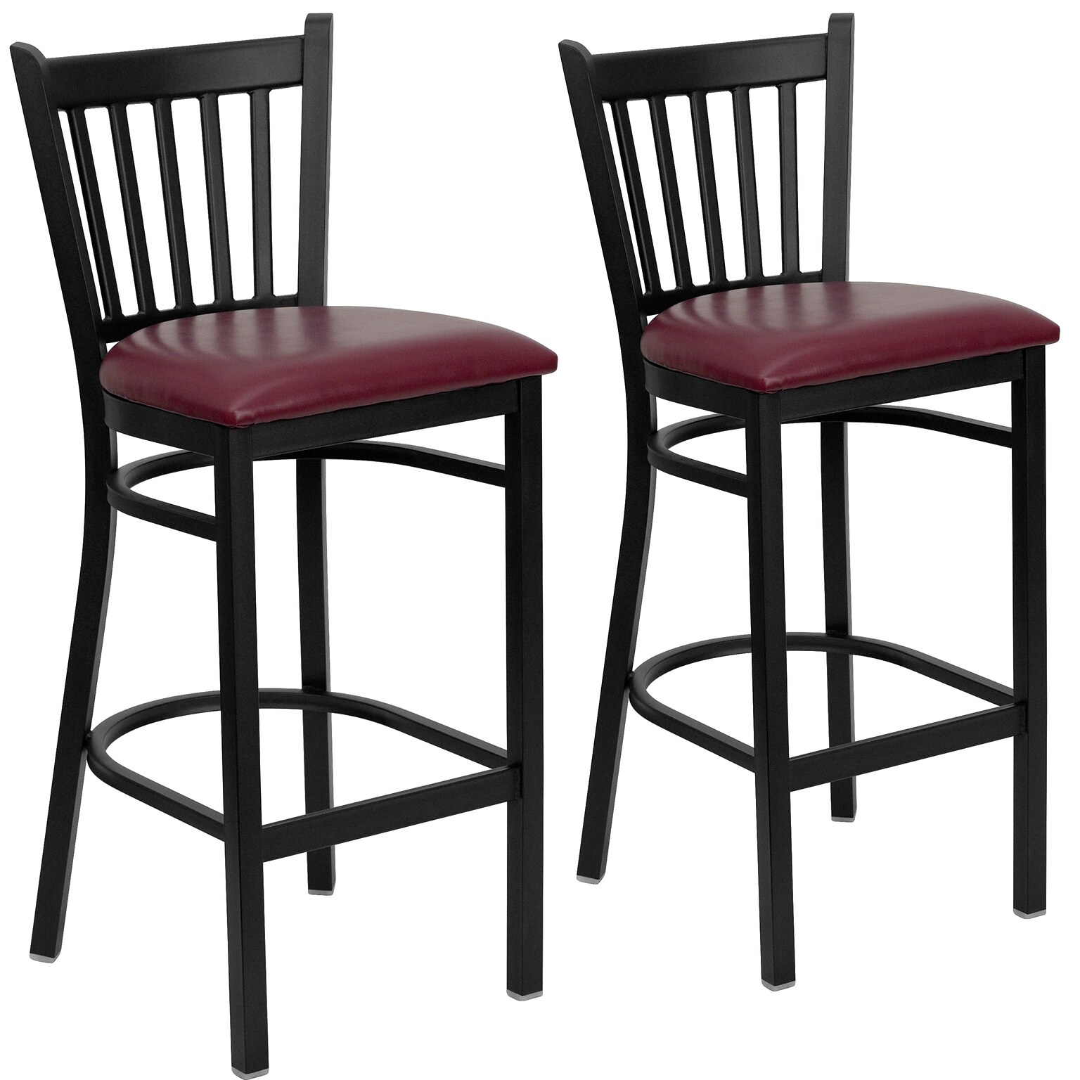 Flash Furniture HERCULES Traditional Metal Vertical Back Restaurant Barstool, Black/Burgundy, 2-Pieces/Pack (2XUDG6R6BVTBGV)