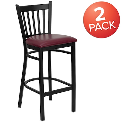 Flash Furniture HERCULES Traditional Metal Vertical Back Restaurant Barstool, Black/Burgundy, 2-Pieces/Pack (2XUDG6R6BVTBGV)