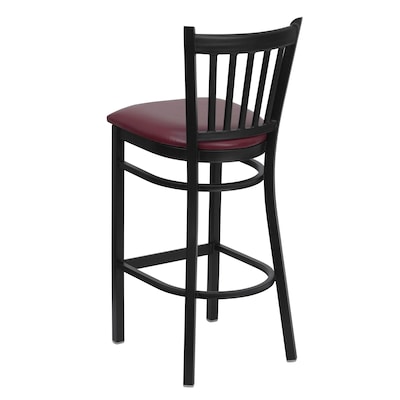 Flash Furniture HERCULES Traditional Metal Vertical Back Restaurant Barstool, Black/Burgundy, 2-Pieces/Pack (2XUDG6R6BVTBGV)