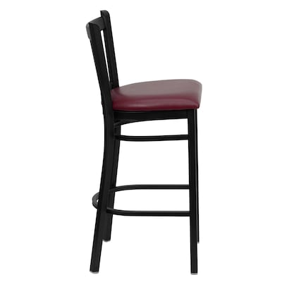 Flash Furniture HERCULES Traditional Metal Vertical Back Restaurant Barstool, Black/Burgundy, 2-Pieces/Pack (2XUDG6R6BVTBGV)