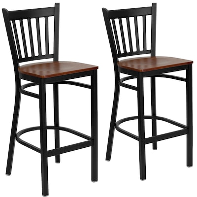 Flash Furniture HERCULES Traditional Metal Vertical Back Restaurant Barstool, Black/Cherry, 2-Pieces/Pack (2XUDG6R6BVTCHW)