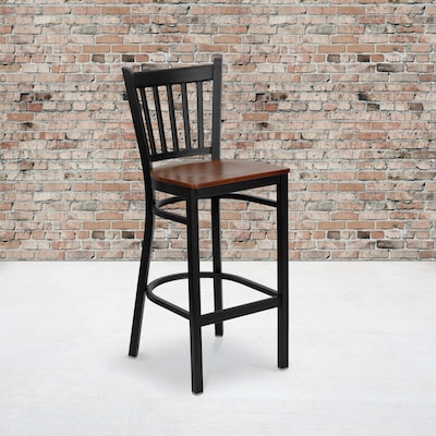 Flash Furniture HERCULES Traditional Metal Vertical Back Restaurant Barstool, Black/Cherry, 2-Pieces/Pack (2XUDG6R6BVTCHW)