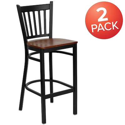 Flash Furniture HERCULES Traditional Metal Vertical Back Restaurant Barstool, Black/Cherry, 2-Pieces/Pack (2XUDG6R6BVTCHW)