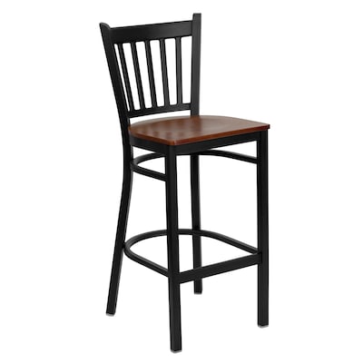 Flash Furniture HERCULES Traditional Metal Vertical Back Restaurant Barstool, Black/Cherry, 2-Pieces/Pack (2XUDG6R6BVTCHW)